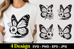 Kawaii Butterfly Art SVG PNG Product Image 1