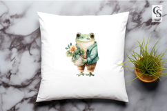 Watercolor Frog With Flower Pot Clipart Sublimation PNG Product Image 3