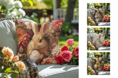 Floral Easter Pillow Design, Easter Bunny Pillow Case Product Image 2