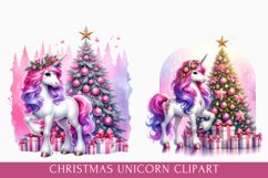 christmas unicorn clipart, cute christmas unicorn bundle Product Image 3