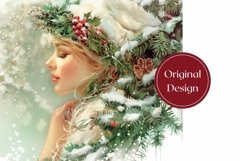 Christmas Girl Tumbler Wrap, Christmas Forest Tumbler Design Product Image 2