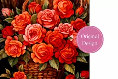 Red Roses Tumbler Sublimation, Valentines Tumbler Wrap PNG Product Image 2