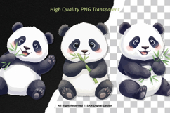 15 Bundle Watercolor Baby Panda Animal Black White Bear Cute Product Image 2
