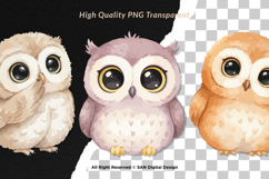 15 Bundle Watercolor Cute Owl Bird Animal Flying Smart Kids Product Image 2