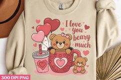 I love you beary much PNG, Coffee Valentines day Sublimation Product Image 3