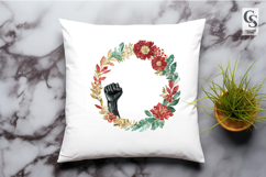 Floral Wreath Raised Fist Symbol Clipart Sublimation PNG Product Image 3