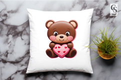 Cute Teddy Bear With Heart Clipart Sublimation PNG Product Image 2