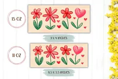 Cartoon Love Hearts Mug Wrap, Flowers Mug Sublimation Product Image 2