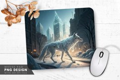 Spectral Wolf in a Frozen City of Glass Mouse Pad PNG Design Product Image 1