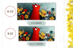 Cartoon Red Cat Mug Wrap, Floral Mug Template, Coffee Mug Product Image 2