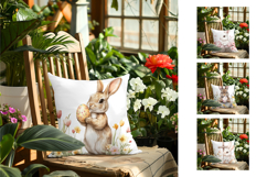 Watercolor Easter Bunny Pillow, Easter Pillow Sublimation Product Image 2