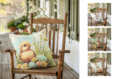 Watercolor Easter Pillow PNG, Easter Chick Pillow Designs Product Image 2