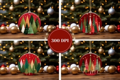 Red Christmas Tree Round Ornaments Sublimation Product Image 2