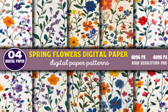 Spring Flowers Digital Paper Bundle PNG Product Image 3