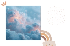 Glitter Sky Pillow Design, Clouds Pillow Template Product Image 2