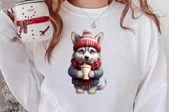 Christmas Dog And Coffee Clipart, Christmas Clipart Product Image 2