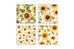 Watercolor Sunflower Digital Paper Product Image 2