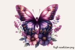Butterfly Flowers Clipart PNG Product Image 1