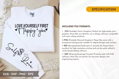 Love yourself first happy you - Sleeve T-Shirt Design Product Image 2