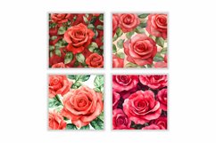 Watercolor Red Rose Digital Paper Product Image 2