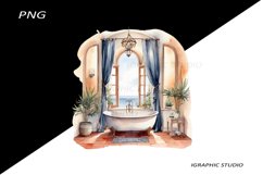 Mediterranean Bathroom Clipart, Shabby Chic, Product Image 1