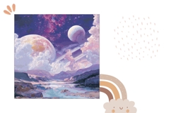 Cosmic Sky Pillow Case Design, Galaxy Pillow Template Product Image 2
