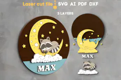 Raccoon Baby Name Sign SVG laser cut file for Glowforge Product Image 2