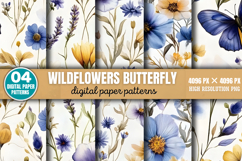 Wildflowers Butterfly pattern Digital Background Paper Bundl Product Image 3