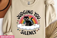 JUDGING YOU SILENTLY PNG, Funny Cats Sublimation Quotes PNG Product Image 3
