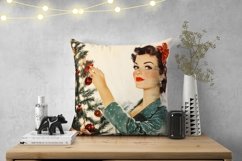 Retro Christmas Pillowcase PNG, Winter Pillow Designs Product Image 2