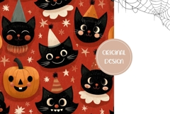 Halloween Cats Backgrounds, Halloween Digital Papers PNG Product Image 2