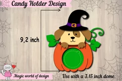 Halloween dog in pumpkin candy dome svg, paper cut template Product Image 2