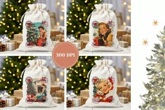 Retro Woman Santa Sack Design, Christmas Gift Bag Template Product Image 2
