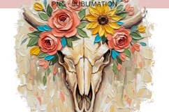 Floral Cow Skull PNG | Western Boho Skull with Flowers Product Image 2