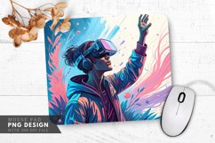 VR Exploration Tech Enthusiast in Action Mouse Pad PNG Product Image 1