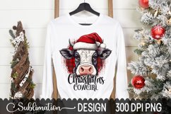 Christmas Cow Girl Sublimation Design - Christmas Heifer Product Image 1