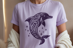 Dolphin Silhouette SVG Cut File. Floral Dolphin PNG Clipart. Product Image 2