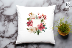 Watercolor Floral Square Frame Clipart Sublimation PNG Product Image 2