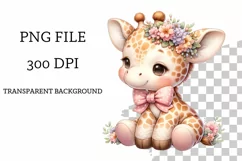 Watercolor Cute Giraffe, Baby Giraffe Clipart Nursery PNG Product Image 2
