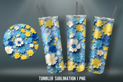 3D Tumbler Wrap Sublimation Designs PN|Flowers Tumbler Product Image 3