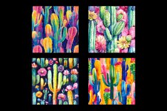 Watercolor Colorful Cactus Digital Paper Patterns Product Image 2