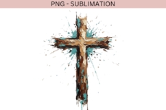 Rustic Wooden Cross PNG Sublimation | Christian Faith Cross Product Image 2
