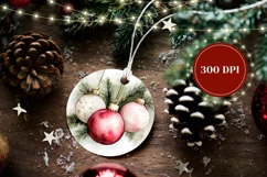Watercolor Christmas Balls Ornament, Winter Ornament Design Product Image 2