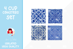 4 Ceramic Tile Style Ornamental Pattern Drink Coasters Product Image 1
