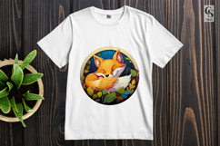 Cute Fox In Forest Leaves Clipart Sublimation PNG Product Image 2