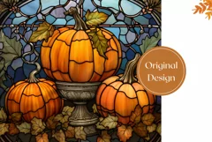 Pumpkins Tumbler Wrap, Stained Glass Pumpkins Sublimation Product Image 2