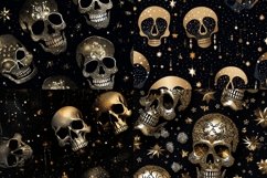 Glittery Skulls Seamless Background Patterns, Halloween Seamless Patterns, Skeleton Seamless Background, Fall Seamless Pattern, 300DPI