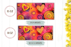 Cartoon Love Hearts Mug Design, Pink Mug Template Product Image 2