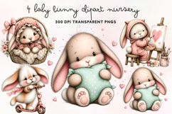 Baby Bunny Clipart Nursery PNG Product Image 1