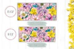 Pink Mug Wrap Design, Colorful Flowers Mug Sublimation Product Image 2